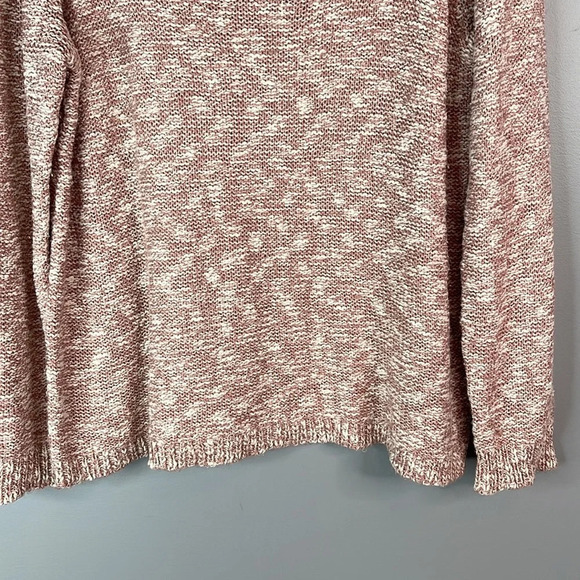 CHAPS Pink and White Slub Knit Sweater Soft Cotton Blend Coastal Size L - Picture 4 of 11